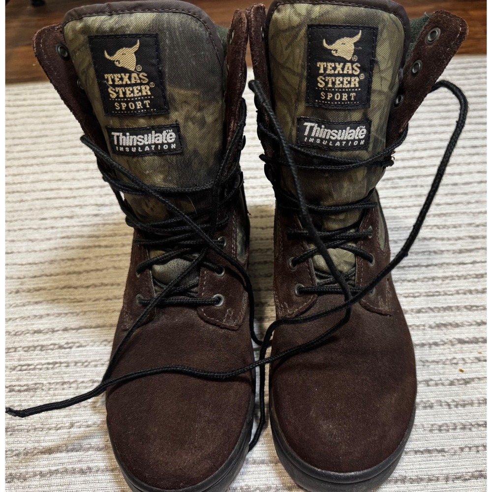 Texas Steer Sport Mens Thinsulate Camo Suede Hunting‎ Boots Brown 6.5 49991 F99